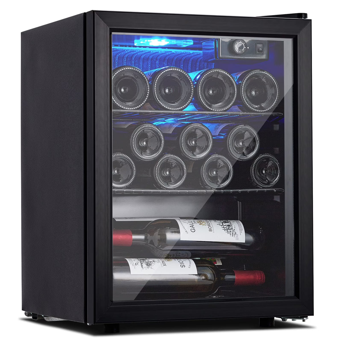 Wine Cooler,Beverage Refrigerator Cooler,Freestanding Wine Cooler Refrigerator with Triple Pane Clear Glass Door,Mini Fridge Countertop Drink Cooler for Home Office,Temperature Adjustment Range 40~61?��