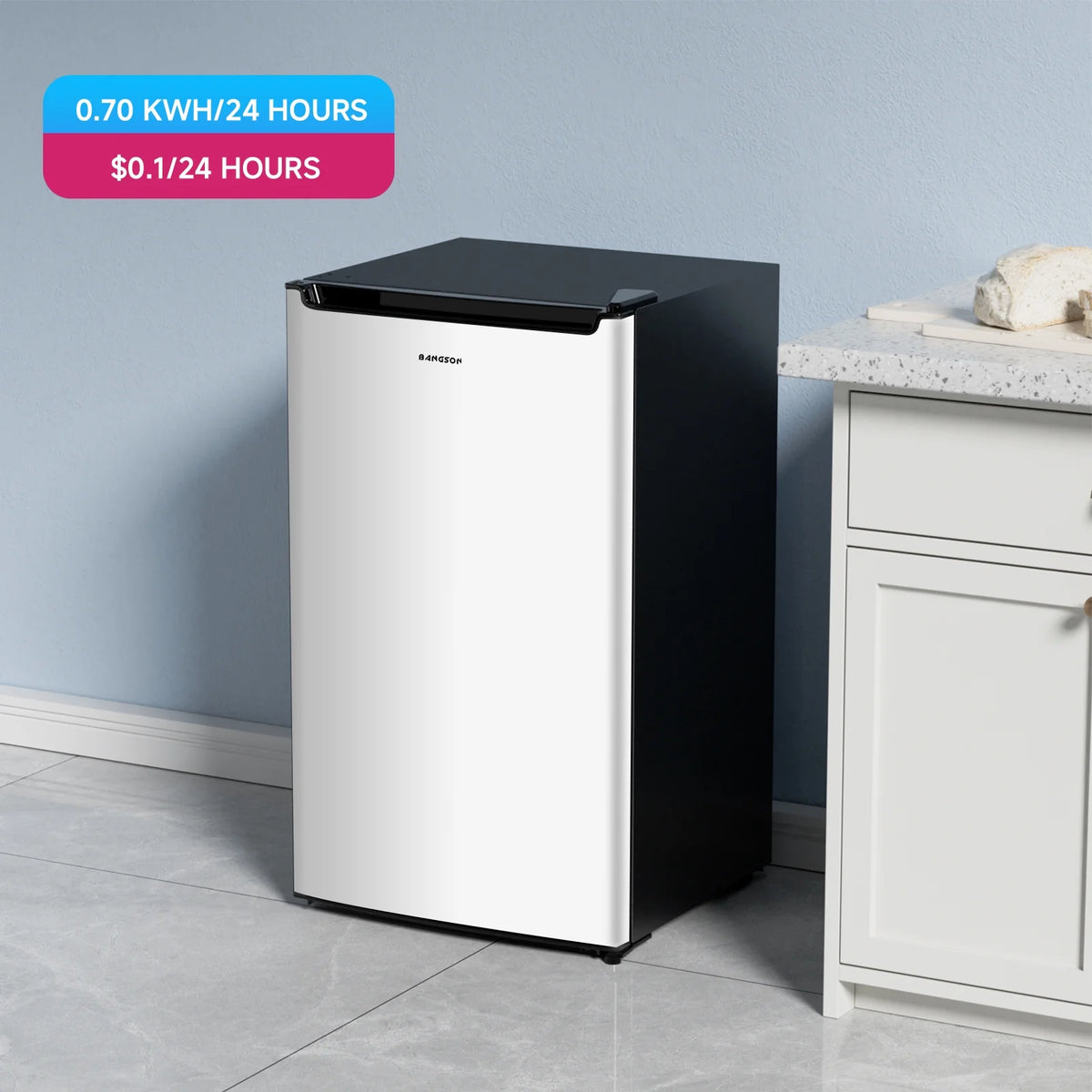 Bangson 2.1 Cu.Ft Upright Freezer, Compact Mini Freezer with Reversible Black Door, Black