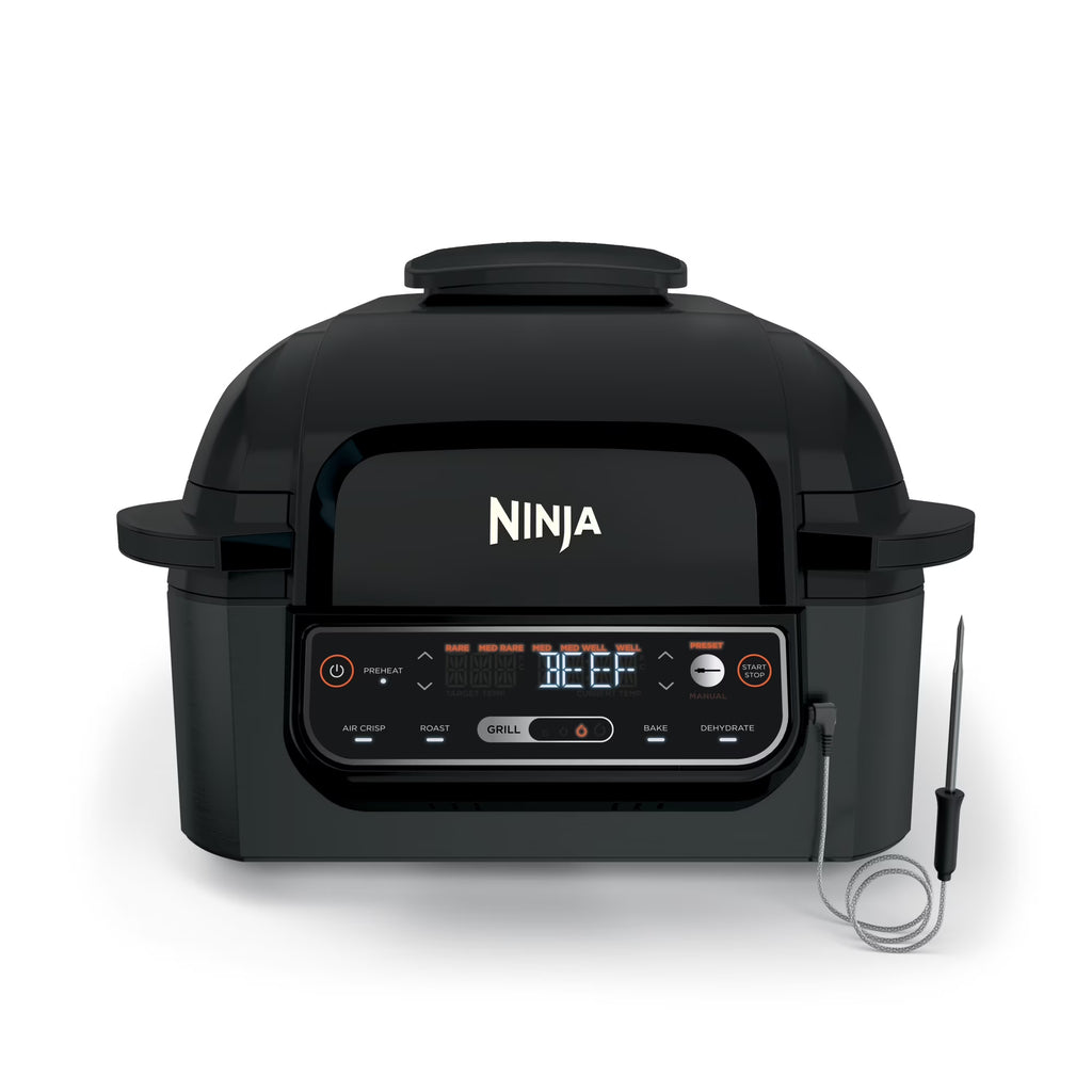 Ninja? Foodi? Smart 5-in-1 Indoor Grill with 4-Quart Air Fryer, Roast, Bake, Dehydrate, and Smart Cook System, LG451BK
