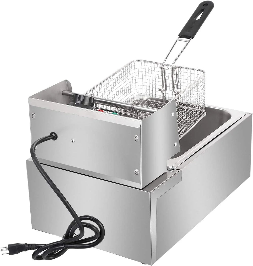 ZOKOP 6L Electric Deep Fryer, Kitchen Frying Machine, Countertop Stainless Steel French Fryer W/Basket, 2500W