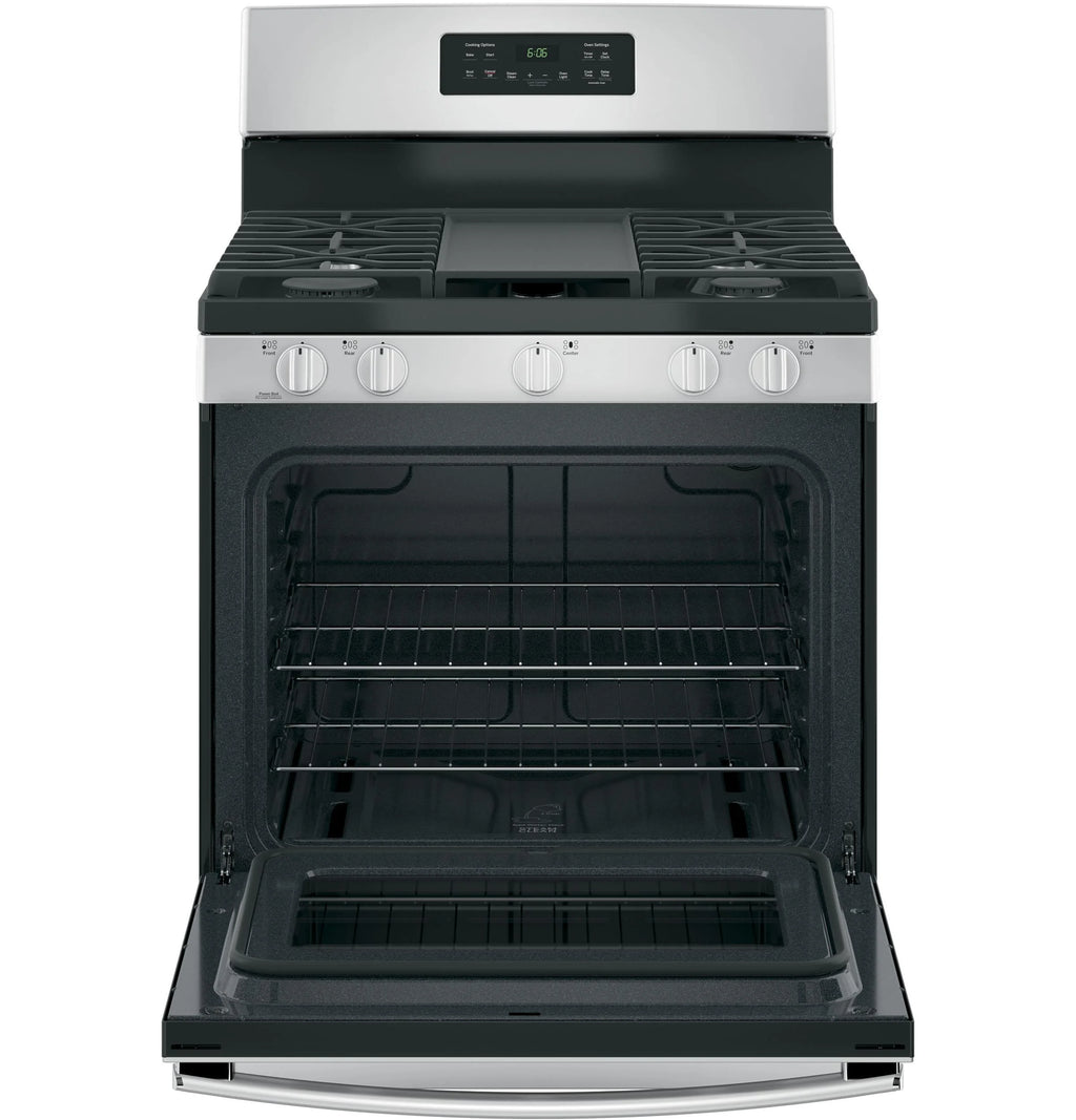 GE? 30" 5.0 cu. ft. Free-Standing Gas Range in Stainless Steel