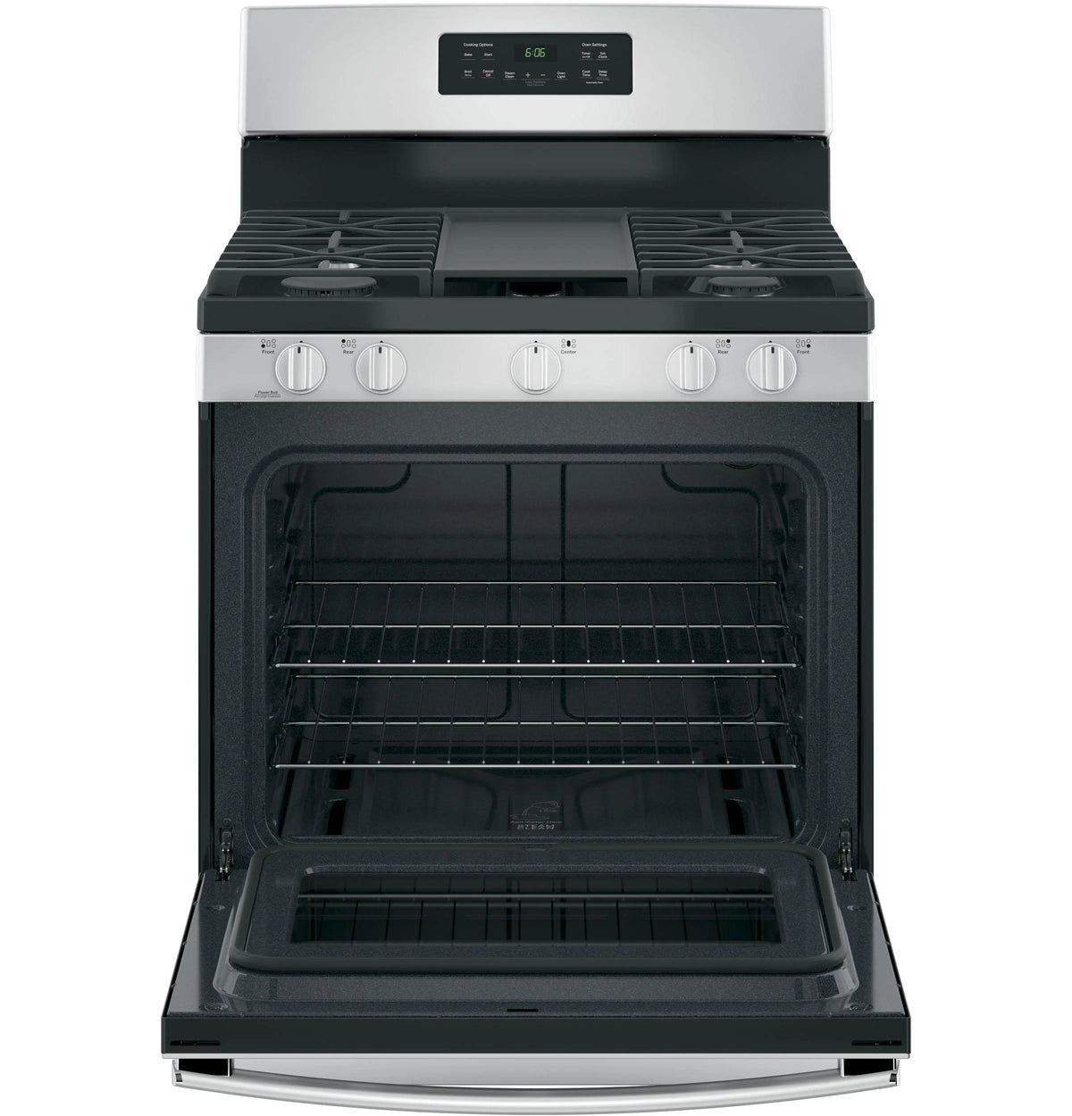 GE? 30" 5.0 cu. ft. Free-Standing Gas Range in Stainless Steel
