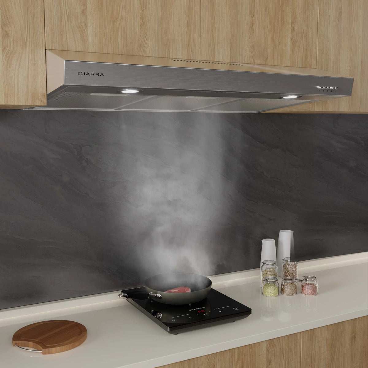 CIARRA Range Hood 30 inch Under Cabinet Ductless Ducted Convertible Slim Stove Vent Hood CAS90575