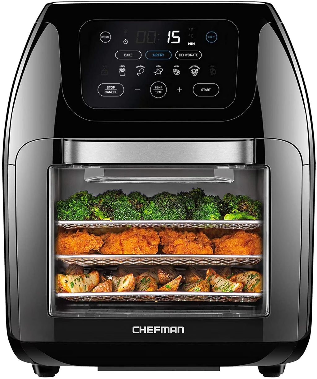 Chefman Multifunctional Digital 10 Qt. Air Fryer+ Rotisserie, Fry, Roast & Bake, 17 Presets - Black