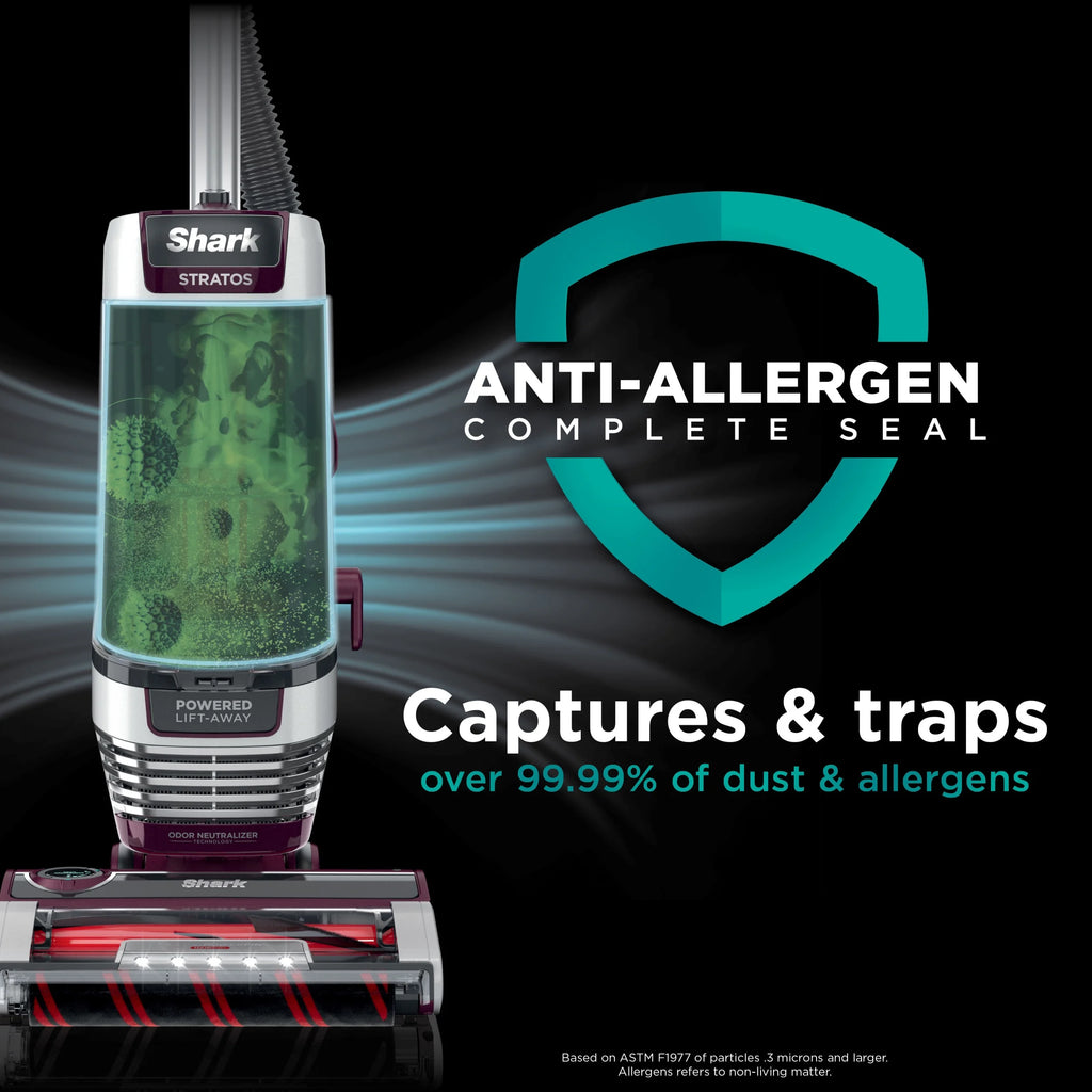 Shark Upright Vacuum, Stratos, Pet Friendly, Bagless, Ultra Powerful Suction, Hard Floor and Carpet, DuoClean PowerFins HairPro, Self-Cleaning Brushroll, Odor Neutralizer Technology, AZ3000, Burgundy