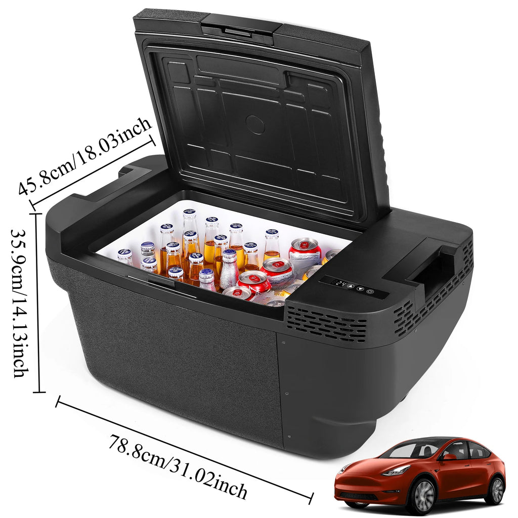 Car Refrigerator for Tesla Model Y 2019-2024 , 37QT(35L) -4�H~68�H Car Fridge 12V Refrigerator , APP Control, Trunk Portable Freezer for Camping Tailgating Road Trip