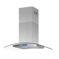 Tieasy 36 inch Island Mount Range Hood 900 CFM with Glass LCD Touch Control 4 LED Lamps