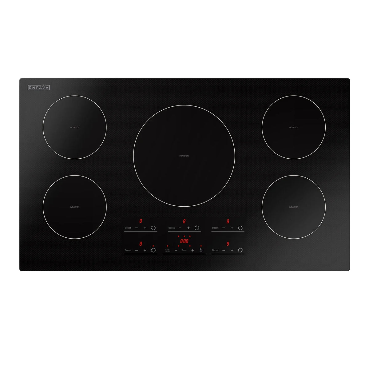 Empava 36 in. Electric Stove Induction Cooktops with 5 Power Boost Heating Elements Smooth Surface Vitro Ceramic Glass in Black