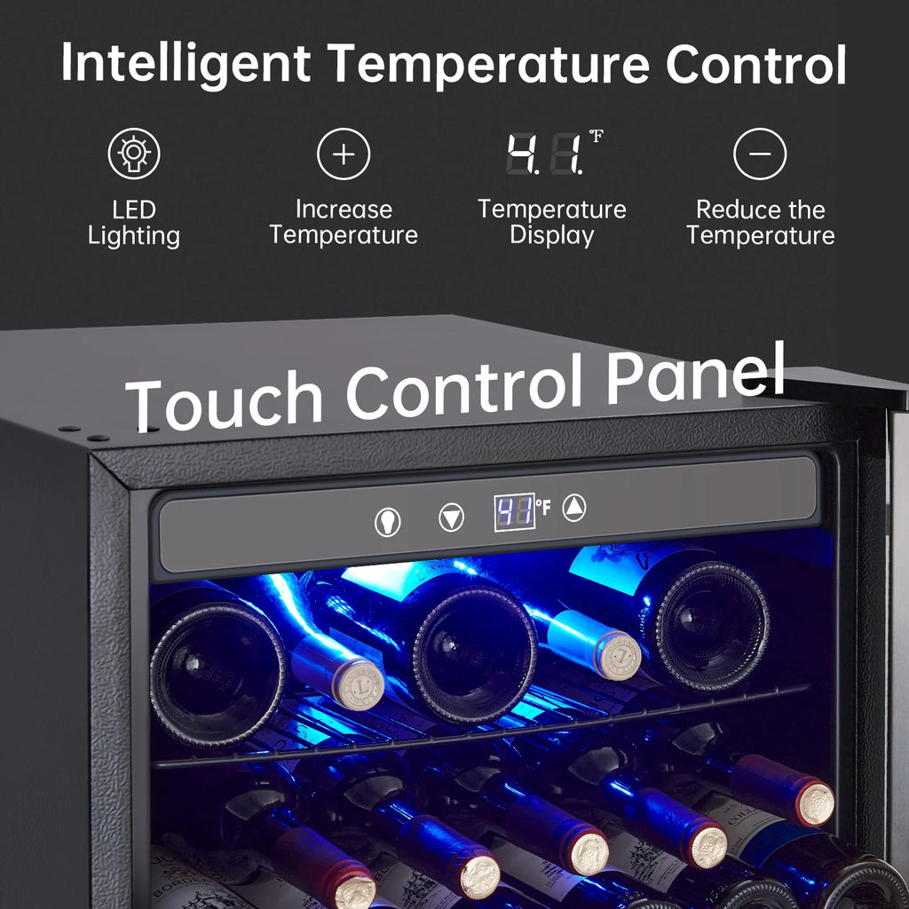 Wine Cooler,Beverage Refrigerator Cooler,Freestanding Wine Cooler Refrigerator with Triple Pane Clear Glass Door,Mini Fridge Countertop Drink Cooler for Home Office,Temperature Adjustment Range 40~61?��