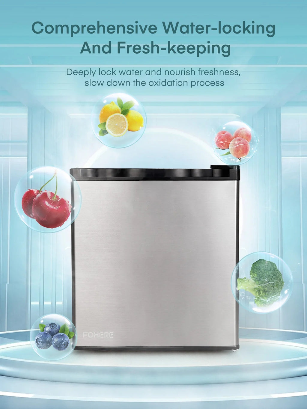 FOHERE 1.6 Cu. Ft Refrigerator with Top Freezer, Single Door, 46L Capacity, Black