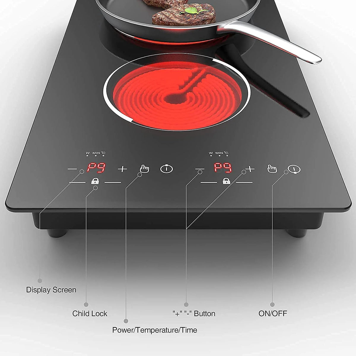 VBGK 12�?Electric Cooktop in Black with 2 Burners