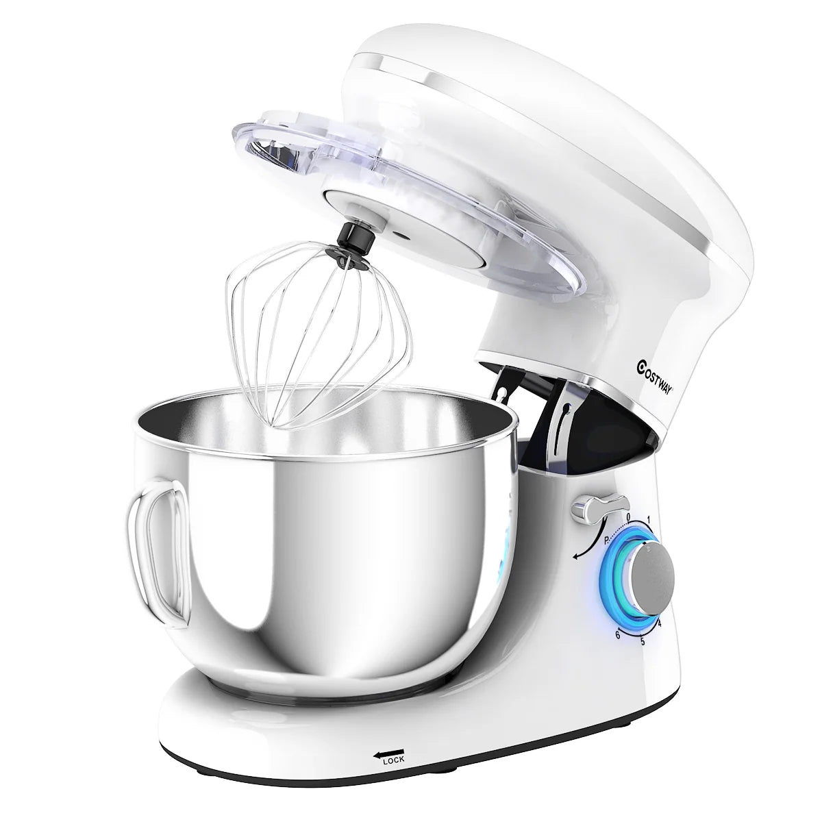Costway 6.3 QT Tilt-Head Food Stand Mixer 6 Speed 660W wIth Dough Hook, Whisk & Beater Black