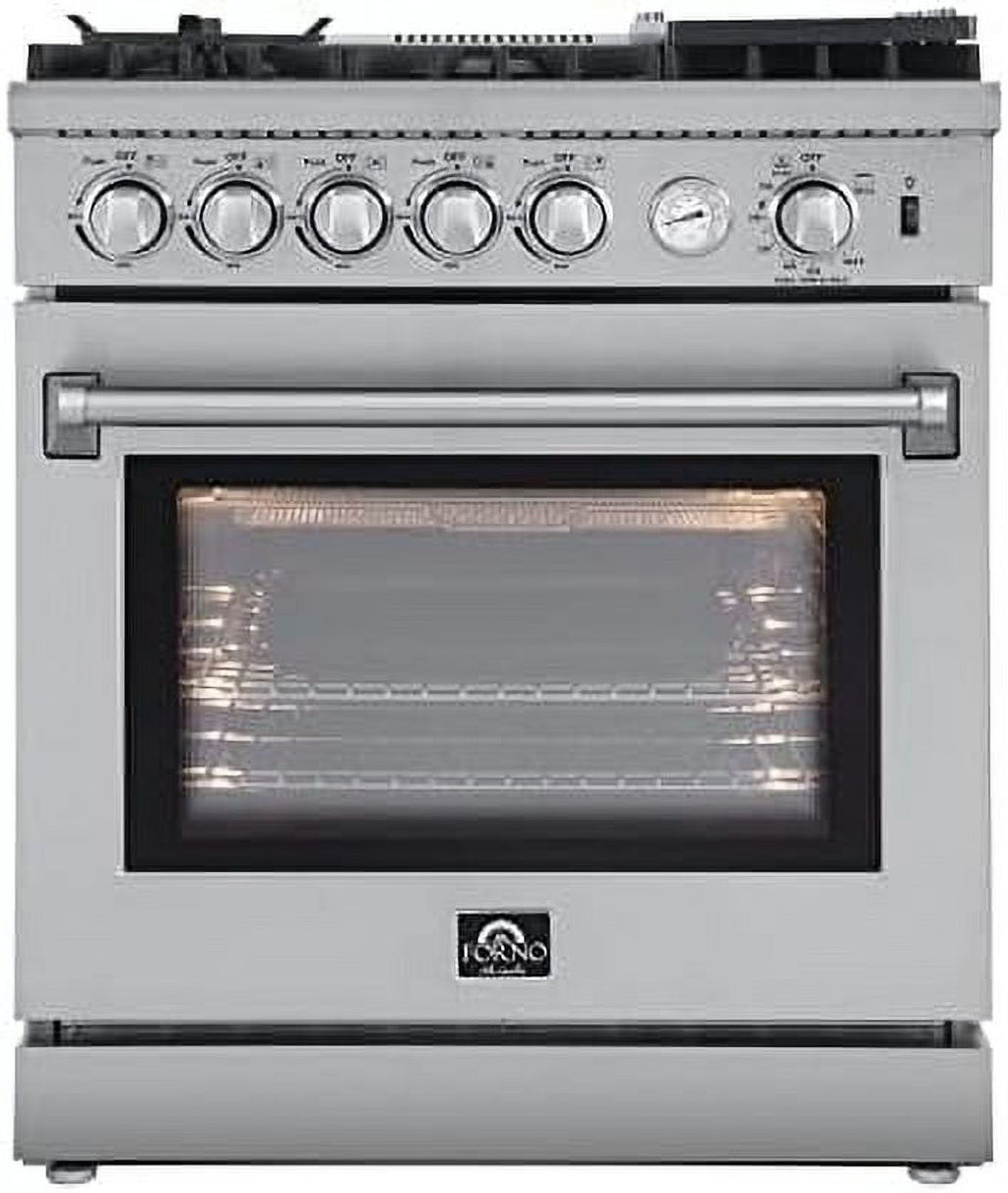 Forno Lazio 30-Inch Freestanding Gas Range, 4 Burners, Convection Oven, Energy Efficient
