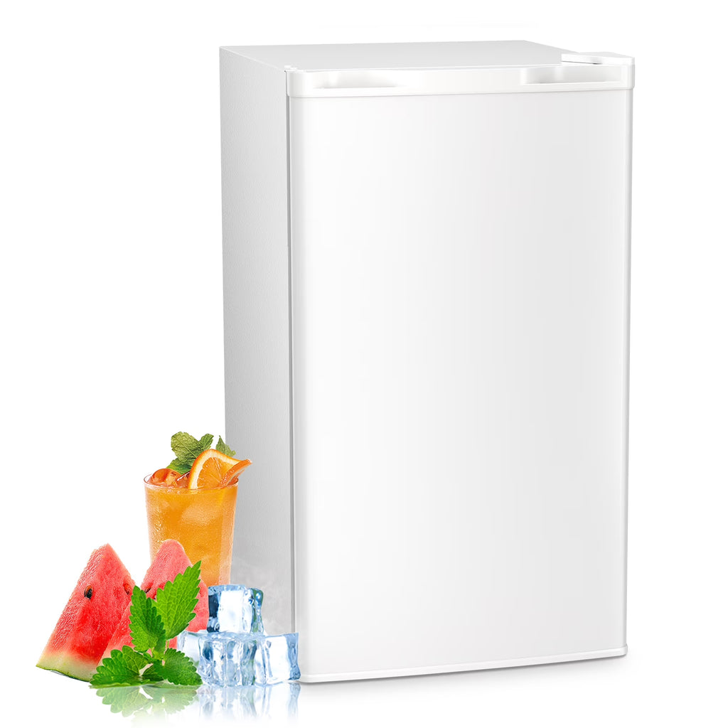 WAA 3.2 Cu.Ft Mini Fridge with Freezer,Single Reversible Door Compact Refrigerator,Adjustable Thermostat,2 Removable Shelves,Small Dorm Fridge for Bedroom,Office,Kitchen,Dorm,Black