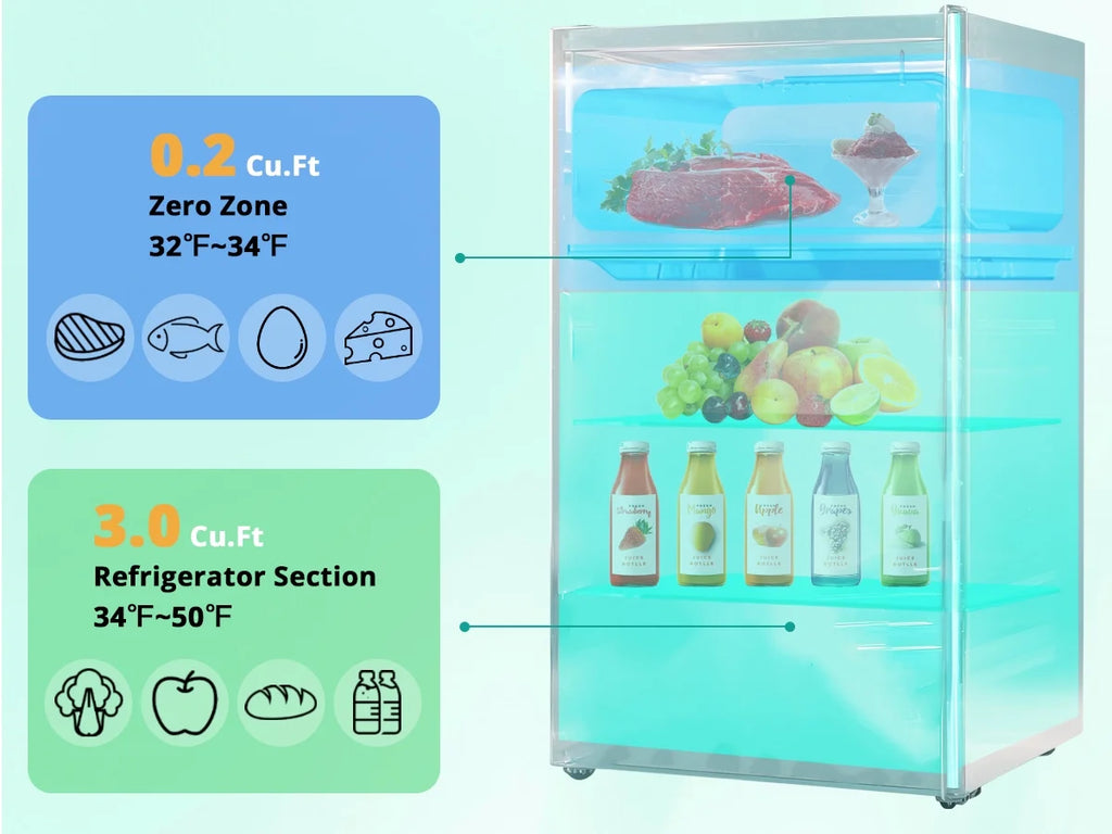Smeta 3.2 Cu ft Compact Refrigerator 115V Quiet Fridge Fresh Food Energy Saving Home Office Bedroom