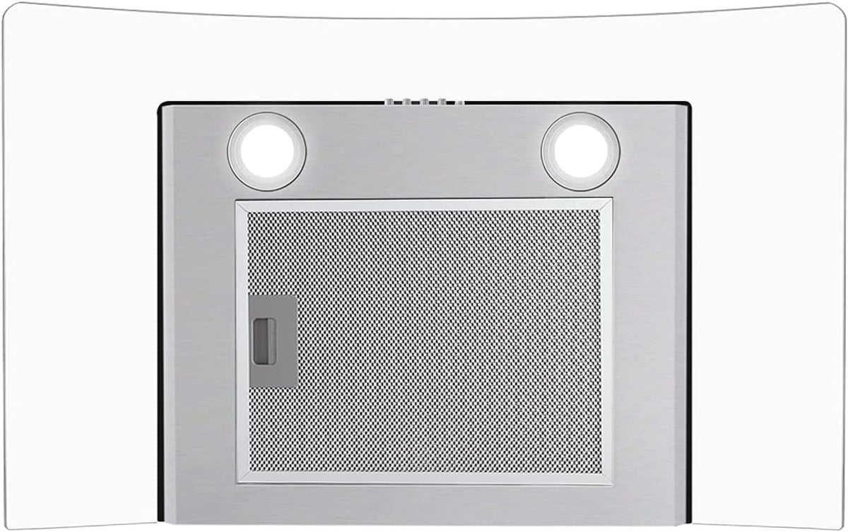 Range Hood 30 Inch, Tieasy Wall Mount Kitchen Hood with Ducted / Ductless Convertible Duct, Stainless Steel Chimney and Aluminum Filters, LED Lights, 3 Speed Fan, Push Button