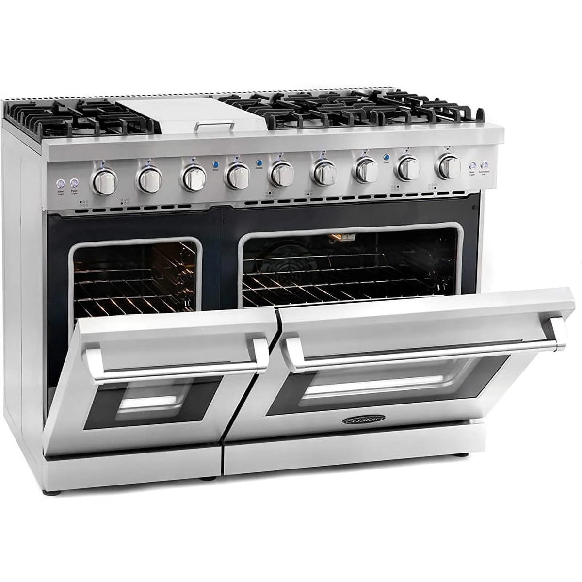 48" Freestanding Double Oven Gas Range, 6 Sealed Gas Burners, Convection Oven