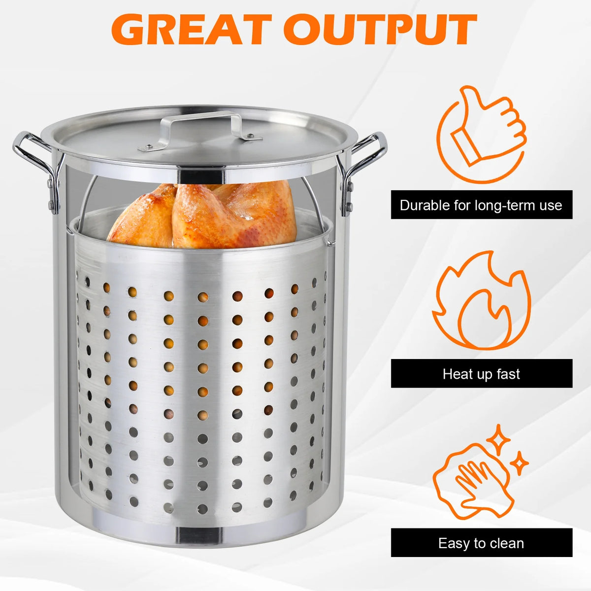 OverPatio 30qt Turkey Fryer Pot Boiler,Outdoor Aluminum Turkey Fryer with Injector Thermometer
