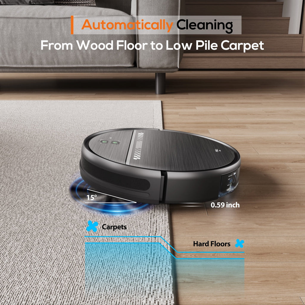 GOOVI Robot Vacuum Cleaner, Robot Vacuum Mop Combo, With Alexa/WiFi/App Connection, for Pet Hair, Hard Floor