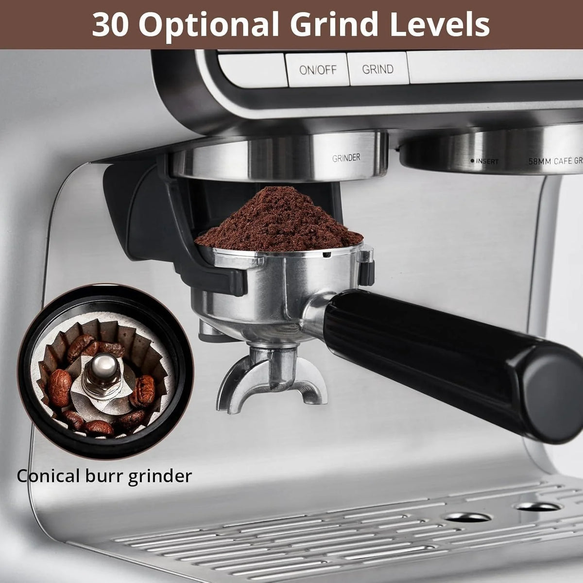 Espresso Machine 20 Bar, Professional Semi Automatic Espresso Maker With Grinder