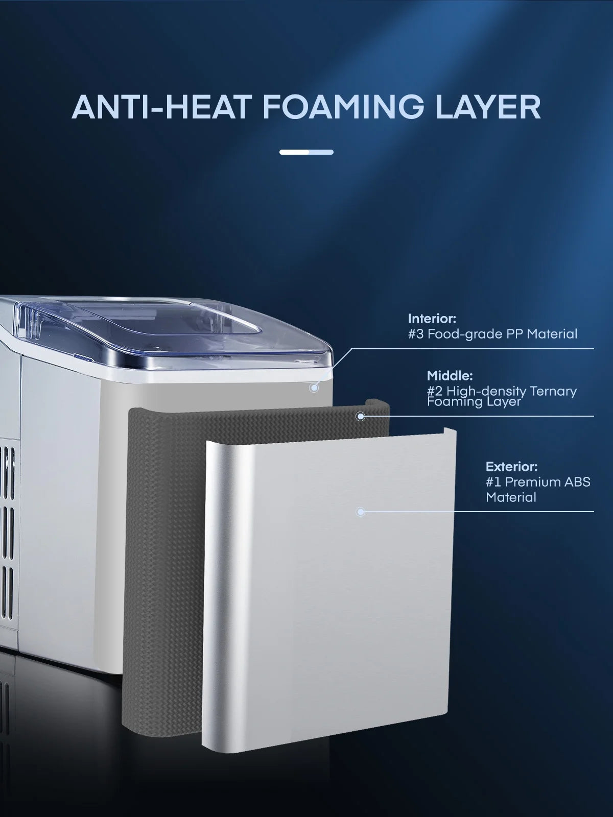 Ice Maker Countertop 2 Ice Sizes, 30 lbs Bullet Ice in 24H, Self-Clean, 9 Cubes in 5 Mins, FOHERE