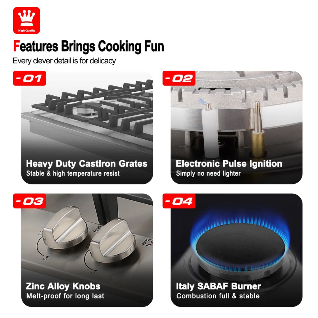 Gasland Chef 36 in. NG/LPG Convertible Gas Cooktop in Stainless Steel with 5 Burners