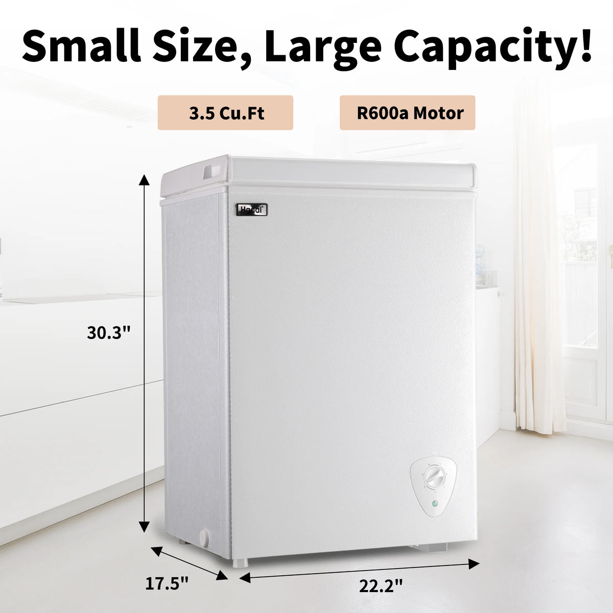 WANAI Chest Freezer 3.5 Cu.ft, Deep Freezer with Top Open Door ,White