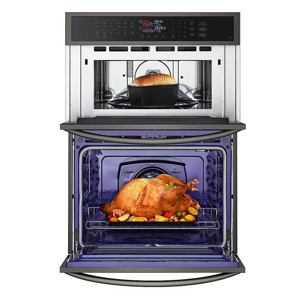 LG WCEP6423D 30 inch Black Stainless Steel Electric Wall Oven and Microwave Combination