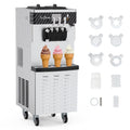 Garvee Commercial Ice Cream Machine 3-Flavor Floor Soft Serve Yogurt Maker 5.8-8Gal/H Yield With 2*7L Hoppers & 2*1.8L Cylinders