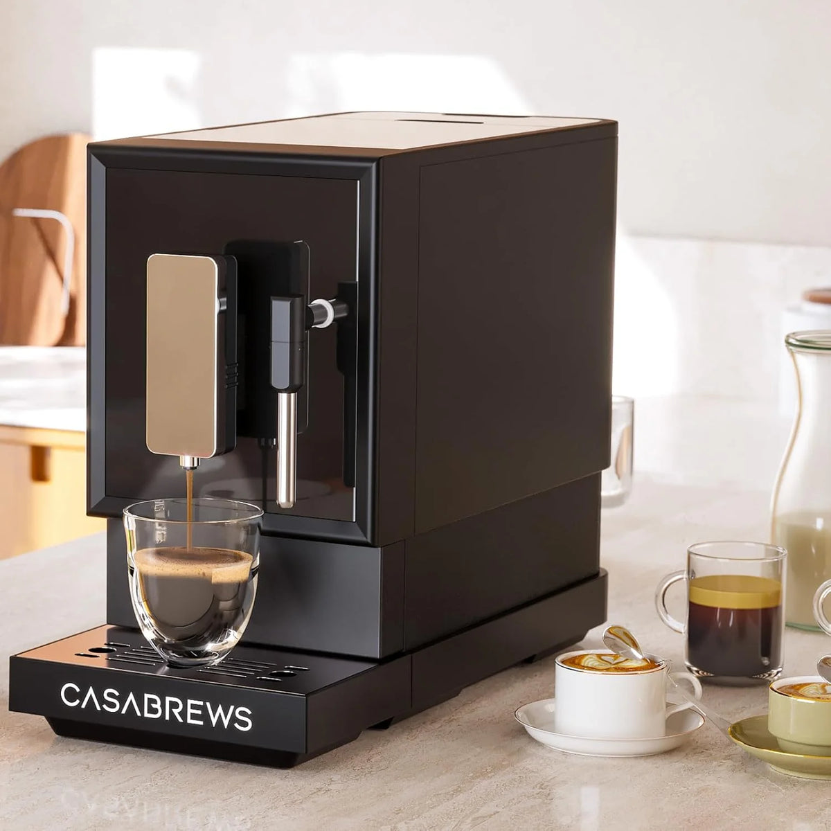 CASABREWS ACAFE Plus, 20 Bar Fully Automatic Espresso Machine, Black