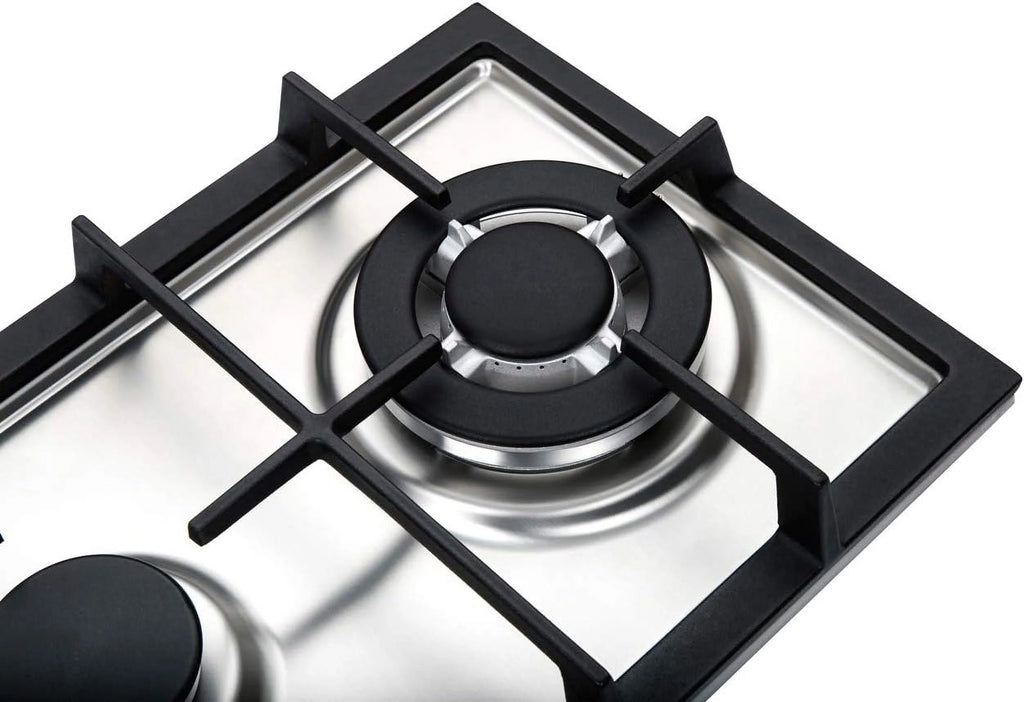 K&H SIGNATURE SERIES 2 Burner 12 Inch LPG/Propane Gas Stove Top Stainless Steel Surface Cast Iron Cooktop UL/ETL Certified 2-SSW-LPG
