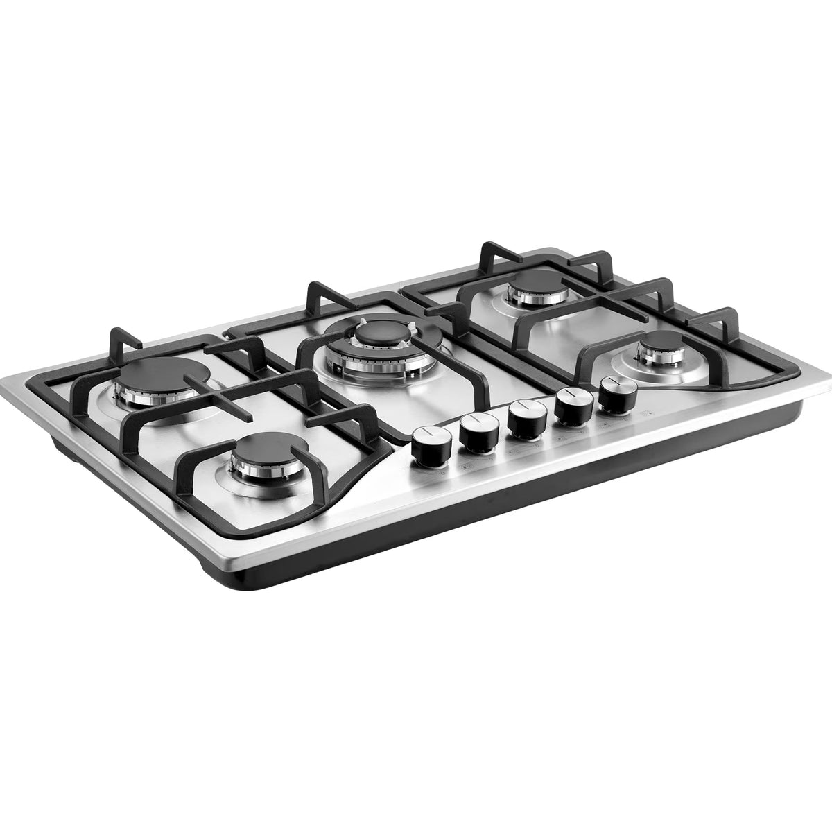 KFFKFF 30-inch Gas Range, Quintuple Burners Integrated Gas Cooktop, Peak 12250BTU NG/LPG Adaptable Stainless Steel Propane Stove, Featuring Thermocouple Safety for Outdoors, Small Living Spaces