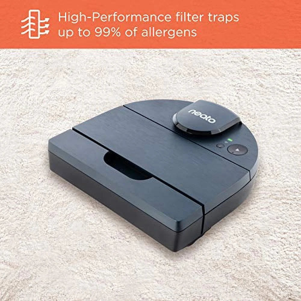 Neato D8 Intelligent Robot Vacuum Cleaner LaserSmart Nav, Smart Mapping, No-Go Zones, WiFi Connected, 100-min runtime, Powerful Suction, Turbo Clean, Edges, Corners & Pet Hair, XXL Dustbin, Alexa