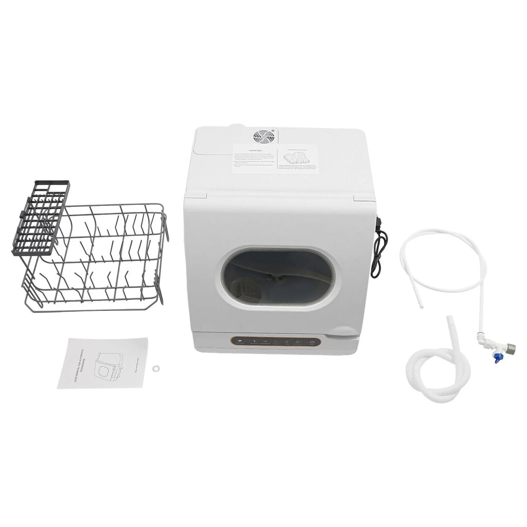 Portable White Countertop Dishwasher Compact Dishwasher 5 Washing Programs 1200W