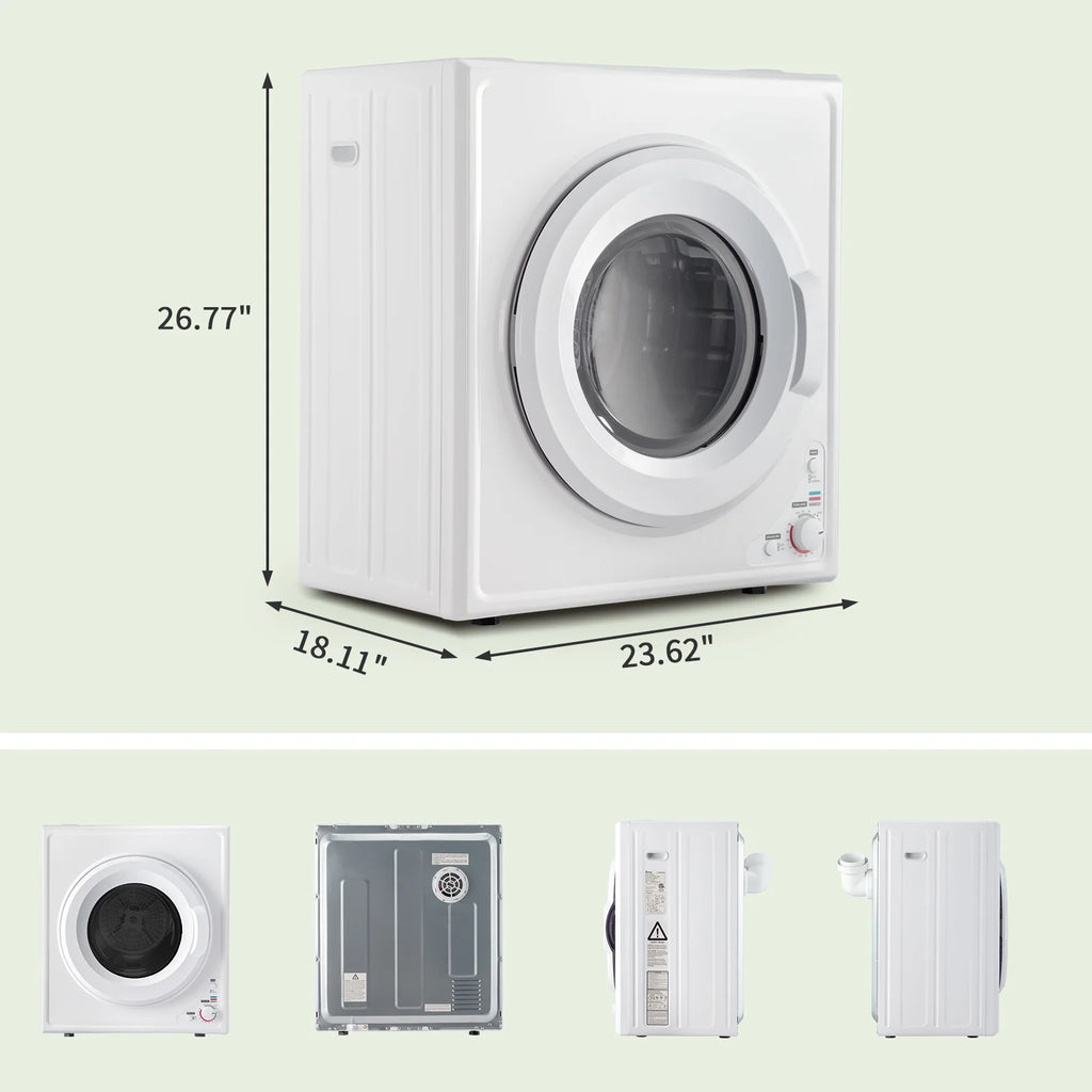 GYJ40-168I1 Compact portable Household clothes Dryer 4KG 2.6CUFT with Stainless Steel Drum White 120V 1400W MECHANICAL Control
