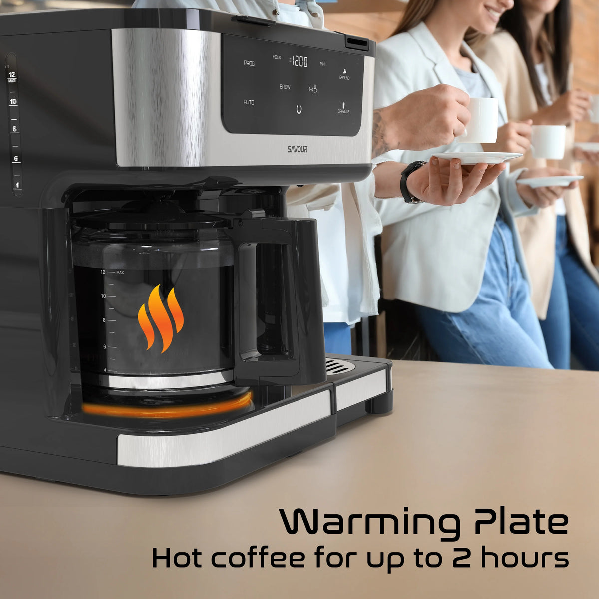 Savour Dual Coffee Maker, 12-Cup and K-Cup Single Serve Coffee Machine, Black