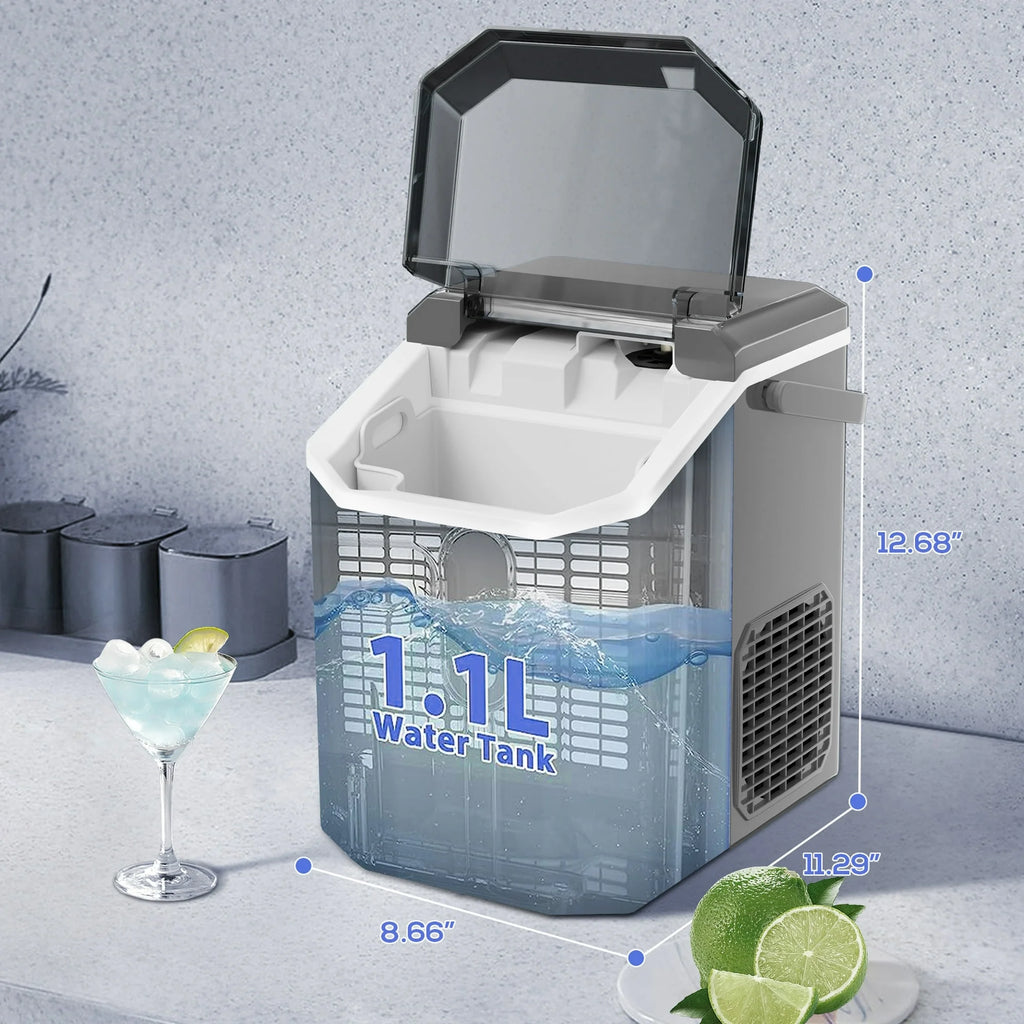 LHRIVER Countertop Nugget Ice Maker, 35Lbs/24H, Soft Chewable Ice, Ice Scoop, Self-Cleaning, White