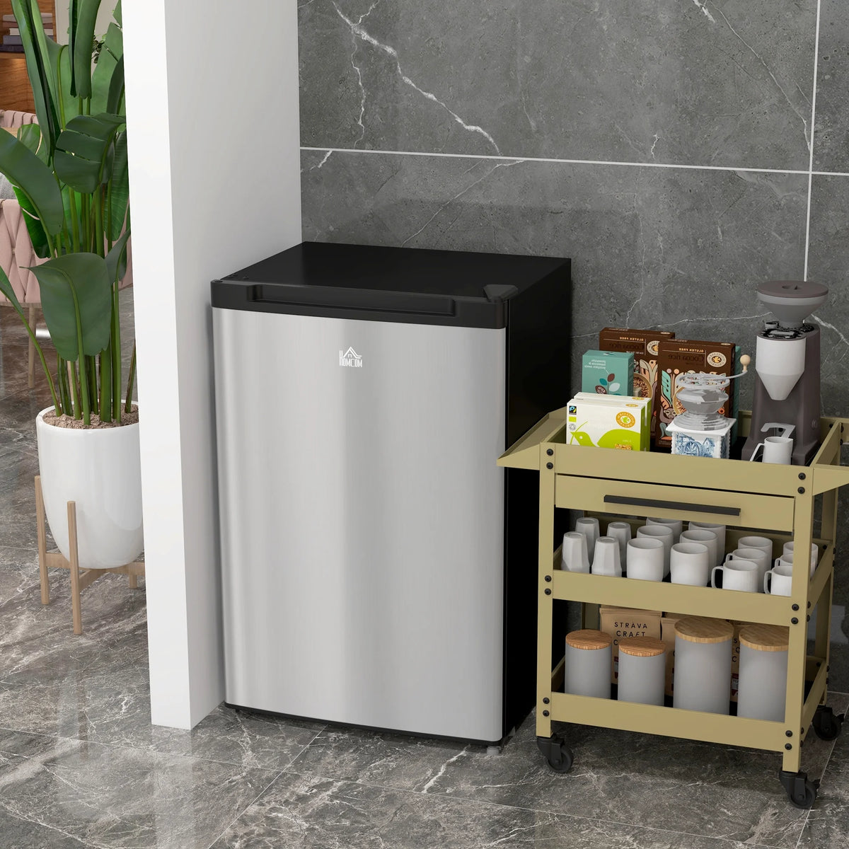 Upright Freezer, 3.0 Cubic Feet Compact Mini Freezer with Reversible Single Door and Adjustable Thermostat, Small freezer for Home, Dorm, Apartment, Home Office, Silver