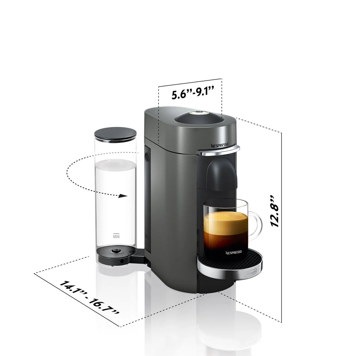 Nespresso VertuoPlus Deluxe Coffee and Espresso Maker by De'Longhi with Aeroccino, Black