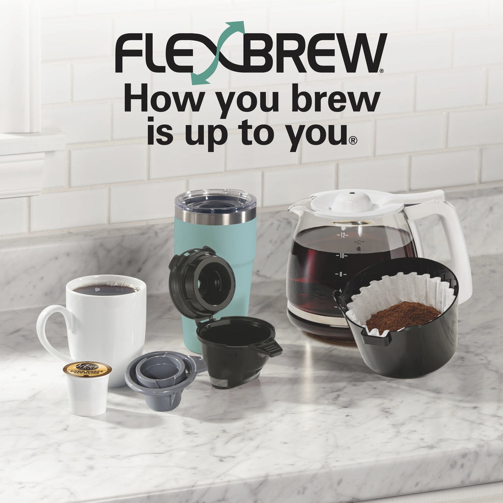 Hamilton Beach FlexBrew Coffee Maker, K Cup Pod Compatible Single Serve Coffee Maker & 12-Cup Coffee Pot, Black