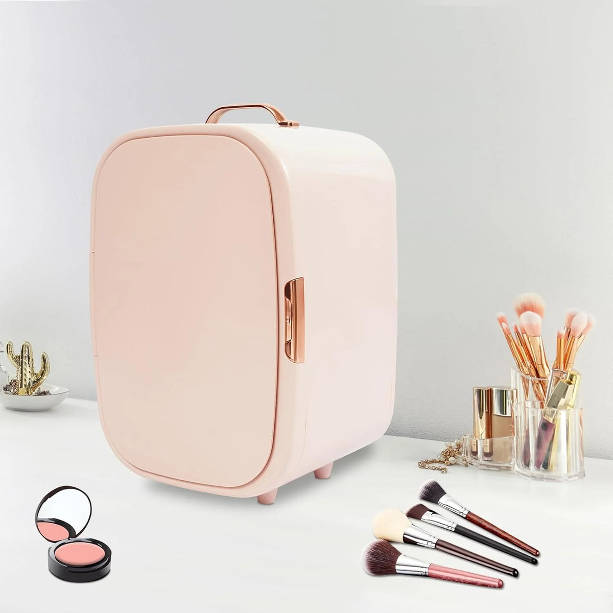 Skincare Fridge 12.68Qt, Cooler & Warmer, Portable Compact Fridge for Cosmetics Skin Care and Food for Bedroom Office Car Dorm (Pink)