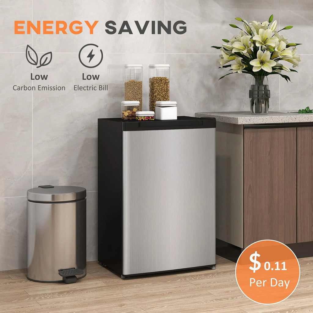 Resenkos Upright Freezer, 3 Cu Ft Small Freezer with Reversible Single Door, Smart Thermostat Control, Apartment, Silver
