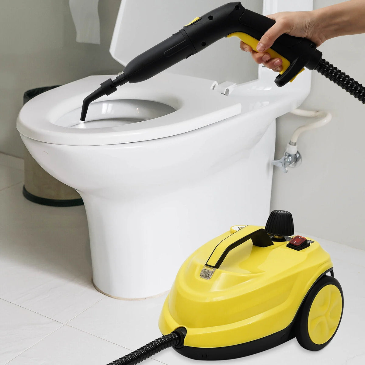 2000W 1.8L/60.87oz High-Pressure Steam Cleaner Multipurpose Handheld Steam Cleaner Portable Yellow 5 Bar/72.5PSI