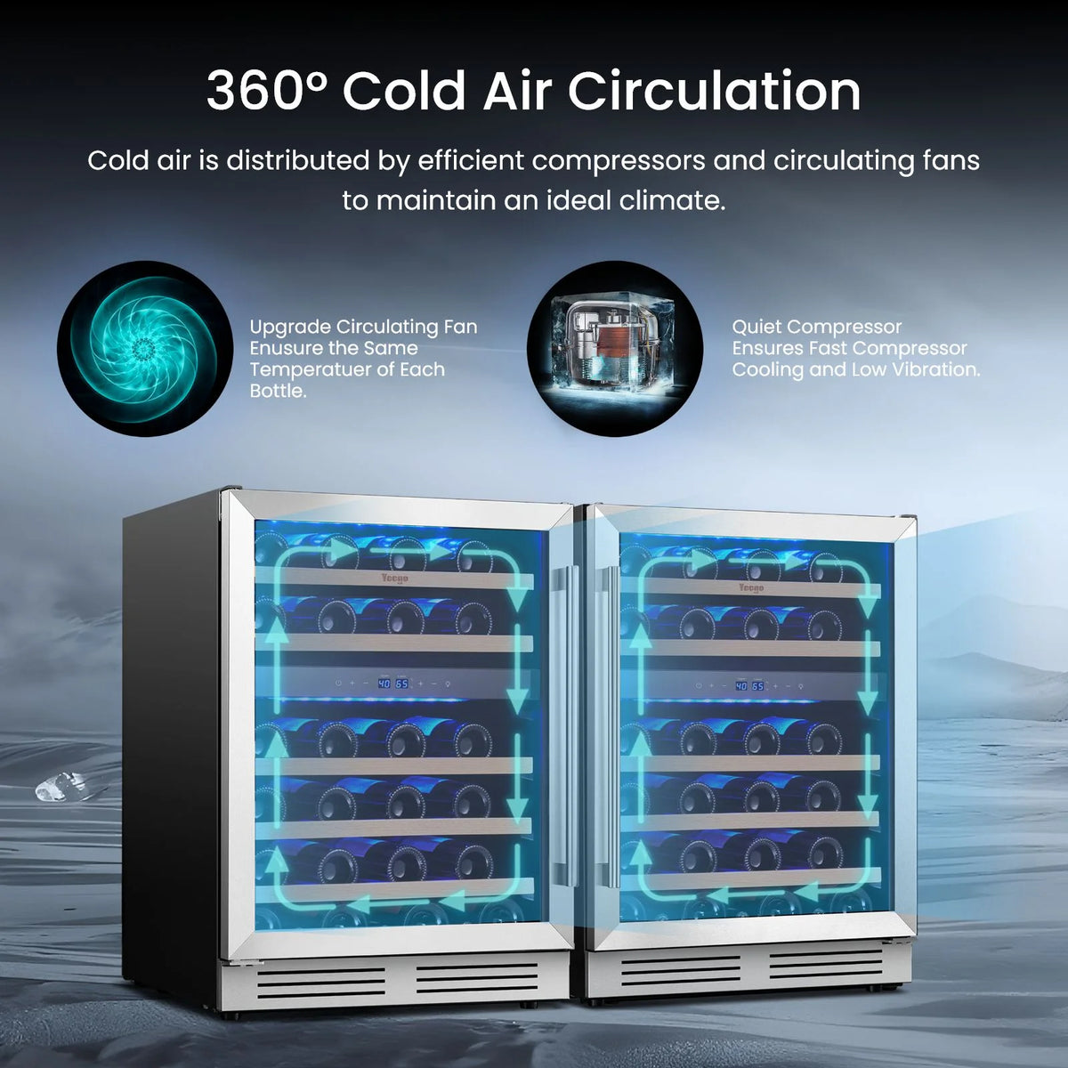 Yeego 30" Wine and Beverage Refrigerator,Two 15" Wine and Beverage Cooler Under Counter or Freestanding, Hold 33 Bottles and 80 Cans(Two Pack)