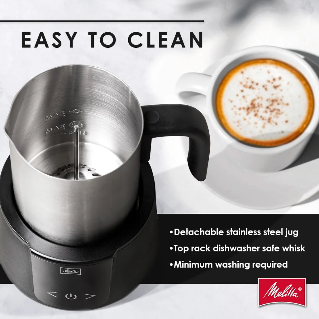 Melitta Montalatte Milk Frother Coffee and Hot Chocolate Stainless Steel Electric Milk Frother