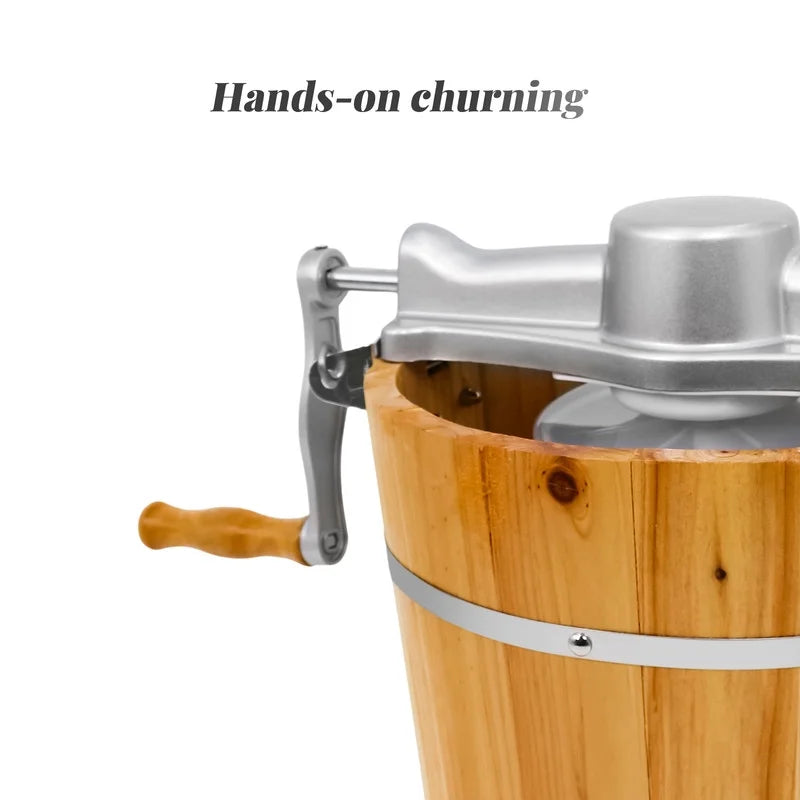 Elite Cuisine 4Qt. Old Fashioned Pine Bucket Electric/Manual Ice Cream Maker EIM-402
