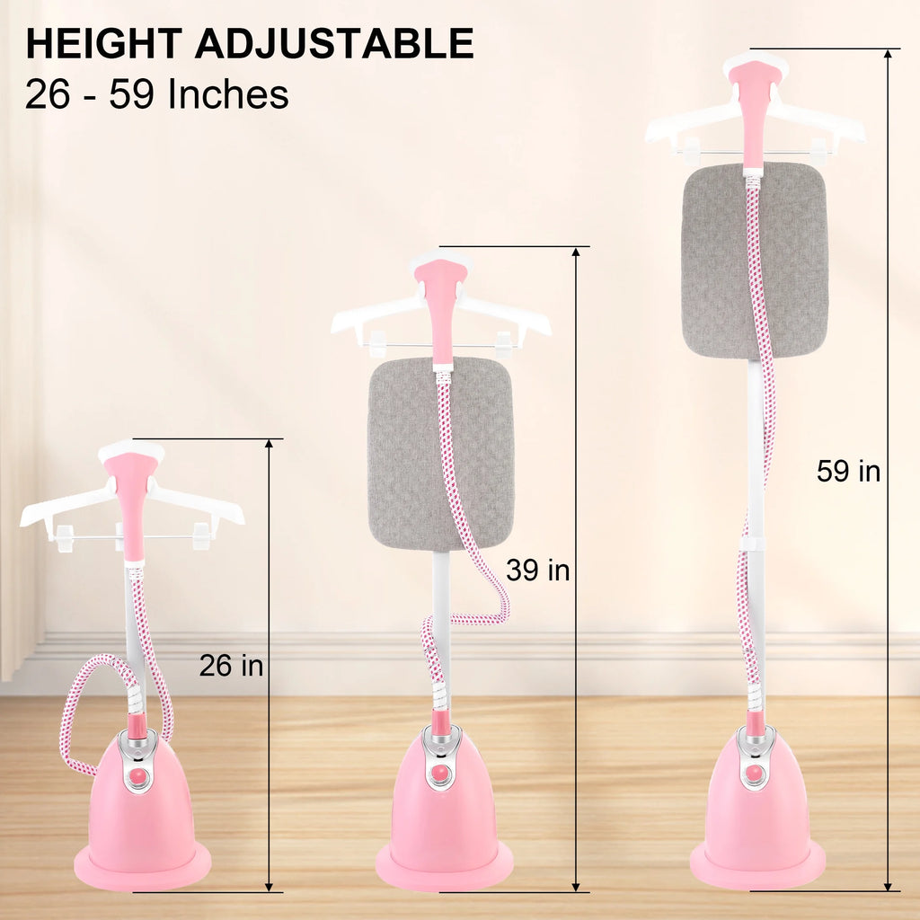 BEAMNOVA Standing Garment Steamer for Clothes, Professional for Home and Business Use Full-Size Clothing Steamer with Hanger & Ironing Board, Pink