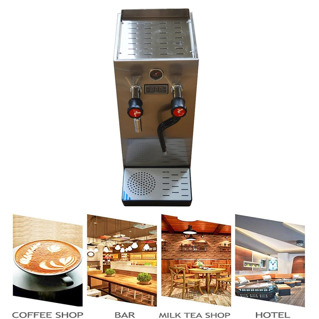 INTBUYING 220V Milk Frother Steam Boiling Water Frothing Machine for Coffee Tea 12L Silver