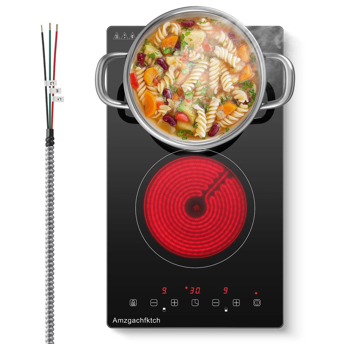 12 inch 3000W 2-Burner Built-In Ceramic Cooktop, Touch Control Radiation-Free ETL Certified