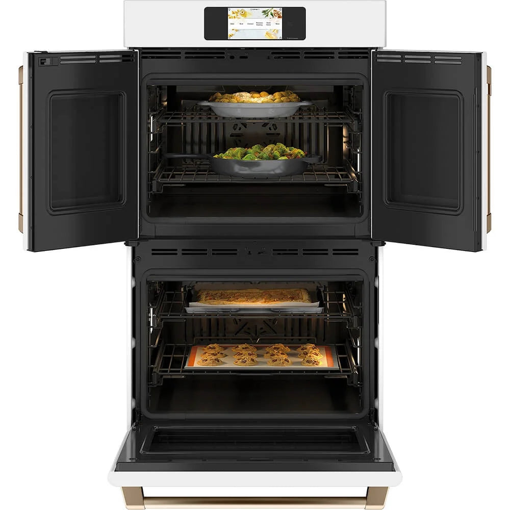 Cafe 30 inch Matte White French Door Double Wall Convection Oven (CTD90FP4NW2)